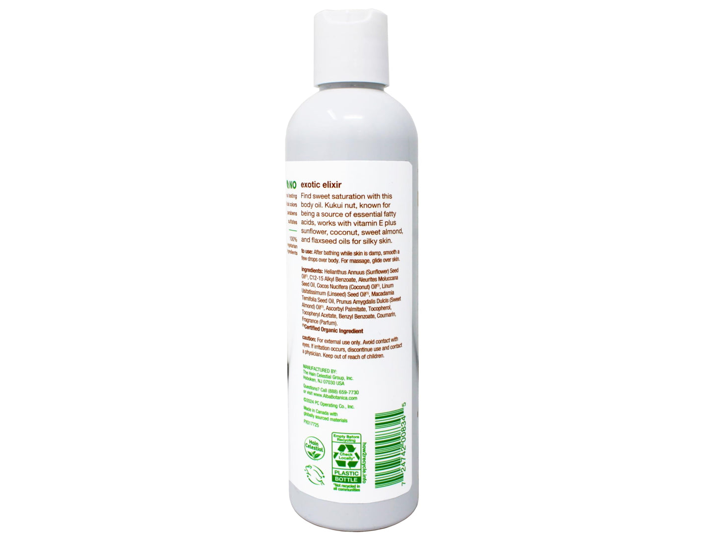 Alba Botanica Intense Hydration Body Oil, with Kukui Nut and Vitamin E, 8.5 FL OZ - 2 Pack