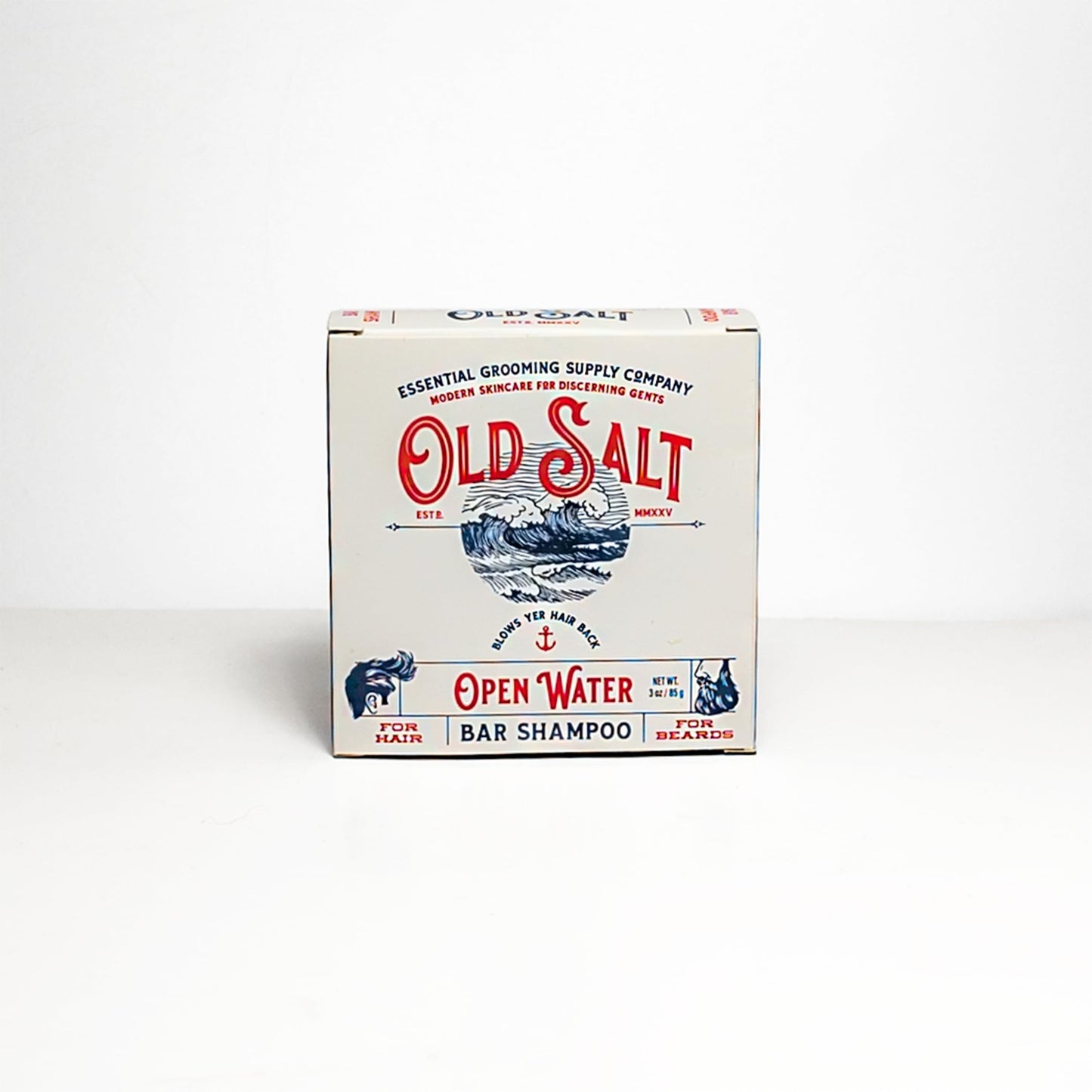 Open Water Trio - Old Salt Grooming Supply - Beard Oil, Pomade and Bar Shampoo Set with Undaria Sea Kelp - Handcrafted, Natural, No Harsh Chemicals