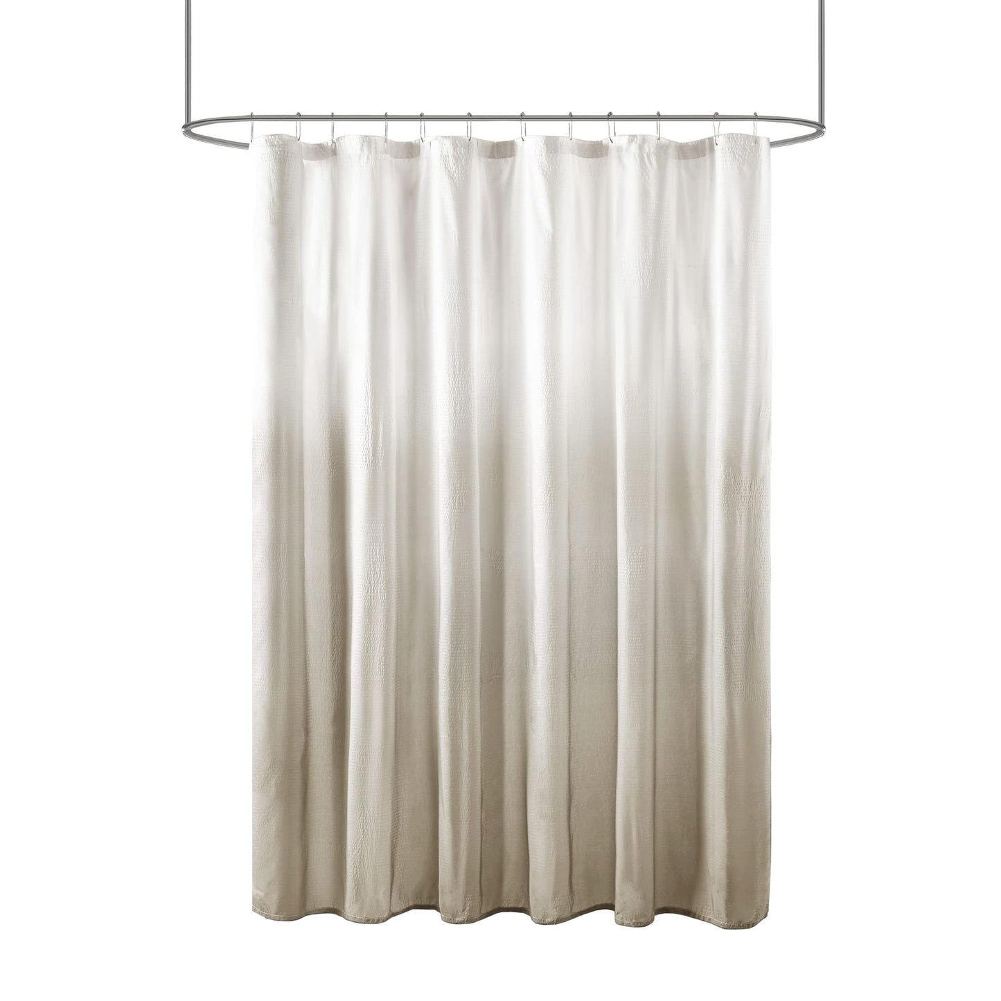 Madison Park Ara Shower Curtain, Seersucker Design Ombre Print, Modern Bathroom Decor, Machine Washable, Fabric Privacy Screen, 72x72, Taupe