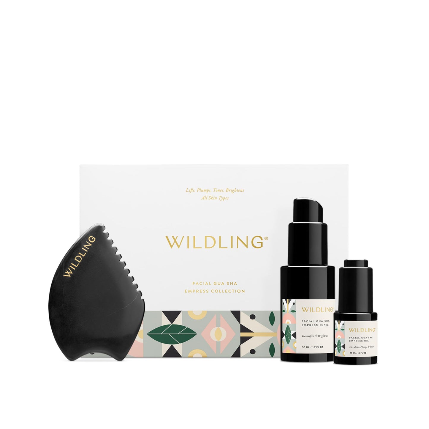 WILDLING Empress Facial Gua Sha Set I Facial Massage Tool + Facial Toner + Facial Oil to Lift, Plump, Tone + Sculpt I Patented Design 100% Authentic