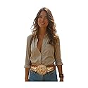 Women Fashion Wide Elastic Belt Hip Waist Gold Metal Greek Coin Buckle S M Brown