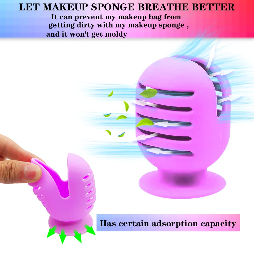FA FIGHTART 4Pack Makeup Brush Sponge Holder Silicone Makeup Brush Storage Bag Case Organizer Box Beauty Blender Holders Travel
