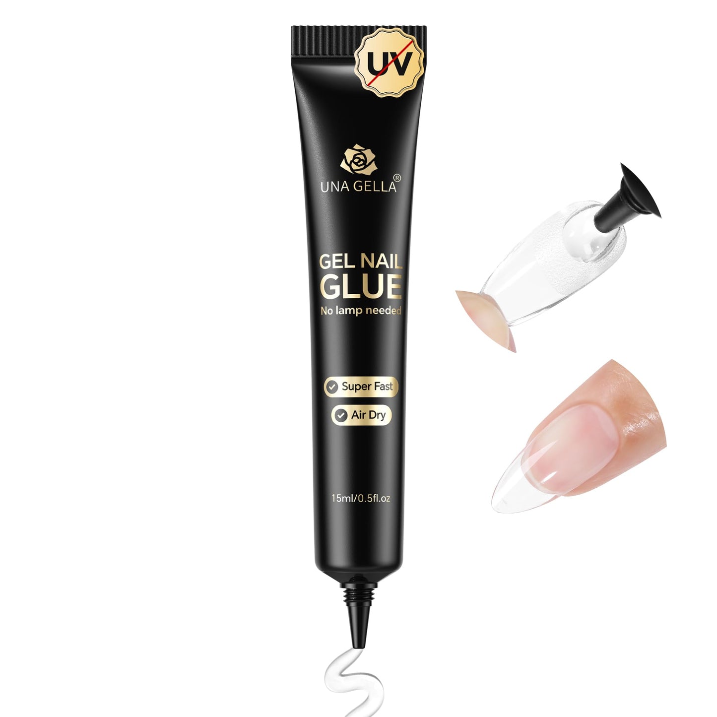 UNA GELLA Gel Nail Glue No U/V Light 15ml Super Strong Nail Glue for Press On Nails & Clear Acrylic Nails Tips Air-dry Strong-hold Formula Beauty and Personal Care UNA GELLA Default Title