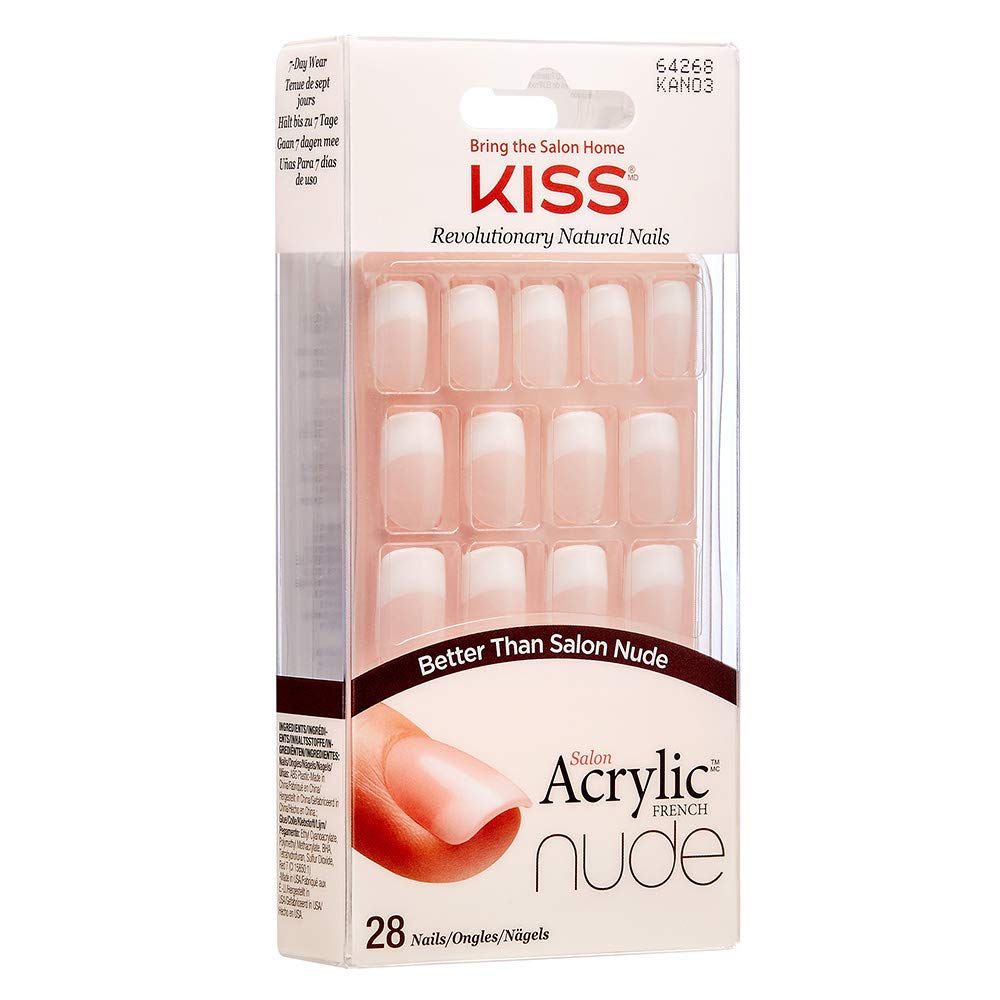 (2 PACK) Kiss Salon Acrylic Nude French 28 Nails (KAN03), Free Glue, False Nails, French Fake Nails Beauty & Personal Care La Shield
