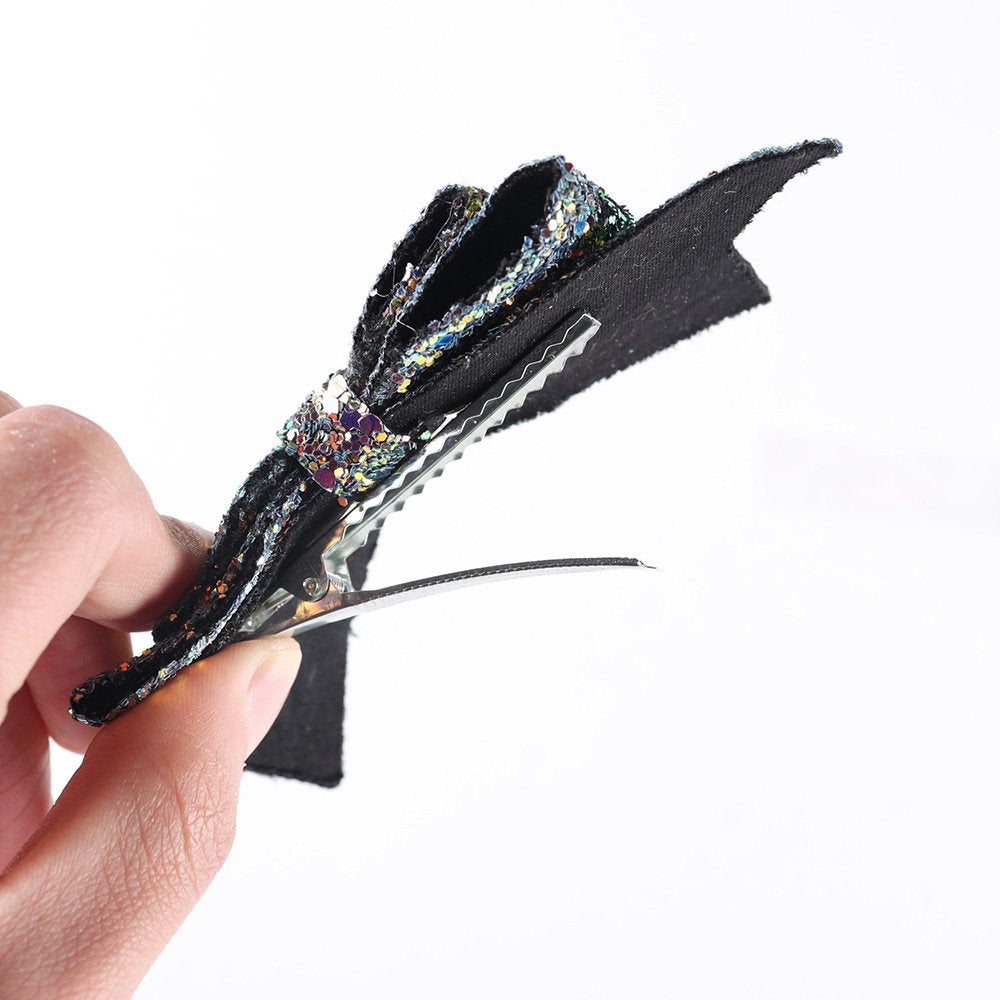 5 Inch Glitter Hair Bows Boutique Hair Clips 6 Pcs Multi Color Glitter Sequins Big Hair Bows for Baby Girls Teens Toddlers