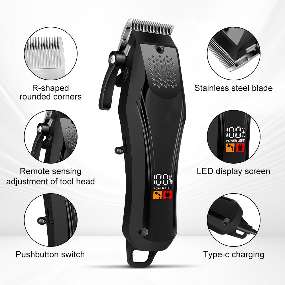 KNPSJJRHF Hair Clippers for Men, Professional Cordless Cutting Kit with LED Display,4 Limit Combs,Super Quite, Perfect for Women Barber Kid Beauty and Personal Care KNPSJJRHF
