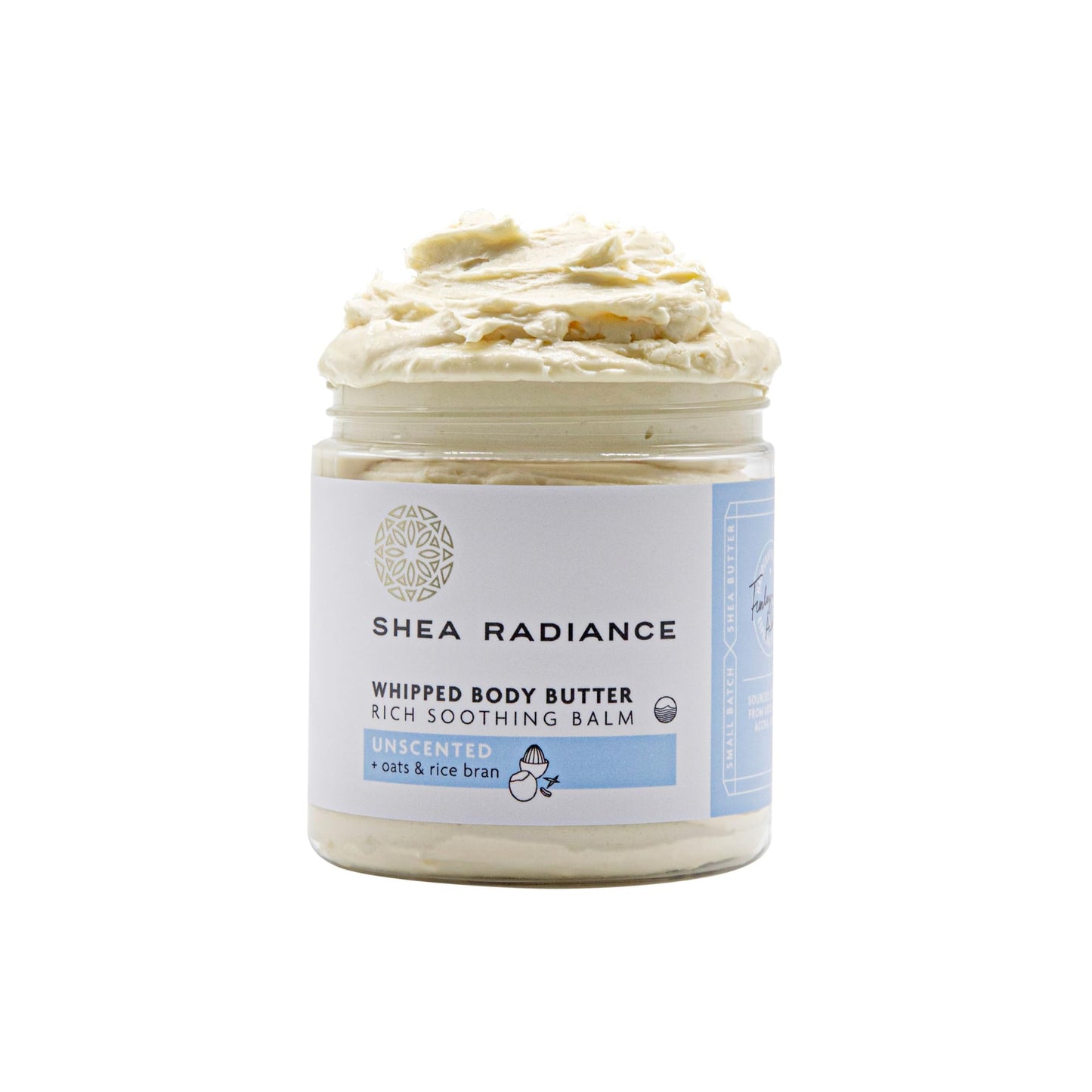 Shea Radiance P.U.R.E. Whipped Shea Butter with Colloidal Oatmeal - Whipped Body Butter Blended with Skin Soothing Oatmeal & Moisturizing Rice Bran