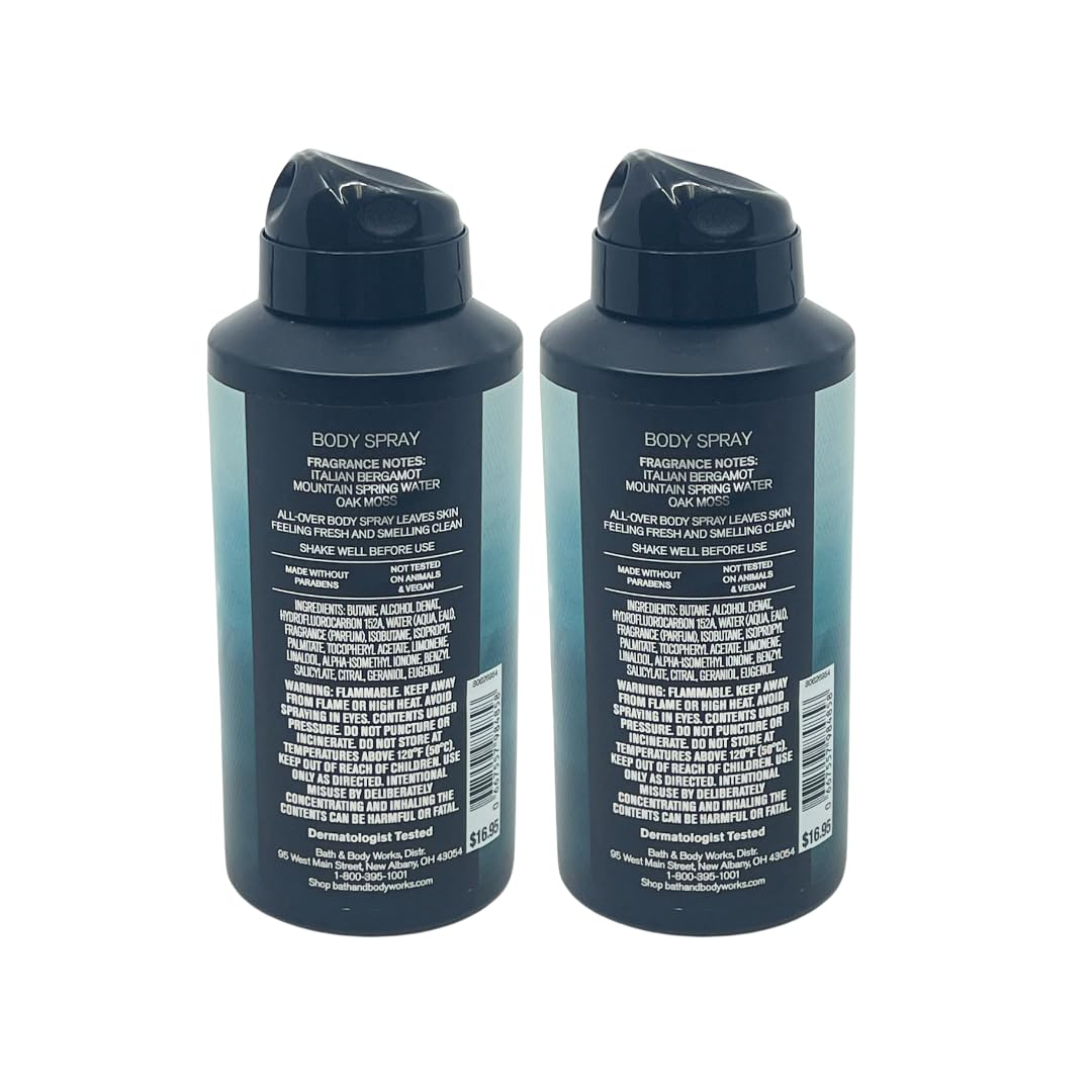 Bath and Body Works Men's Collection Freshwater Deodorizing Body Spray 3.7 Oz. 2 Set.