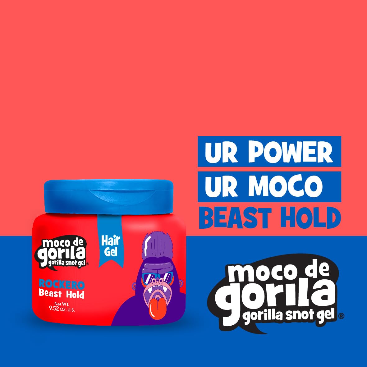 Moco de Gorila Rockero Hair Styling Gel, Long-Lasting Effect, Reactivate with Water, High Fixation, 9.52 Oz Jars (Pack of 3)