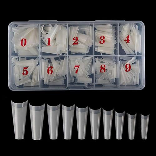 Natural Coffin Acrylic Nails-500pcs Half Cover Nails Coffin Shaped Ballerina Nails Tips Long Acrylic False Fake Nail Artificial, 10 Size with Box