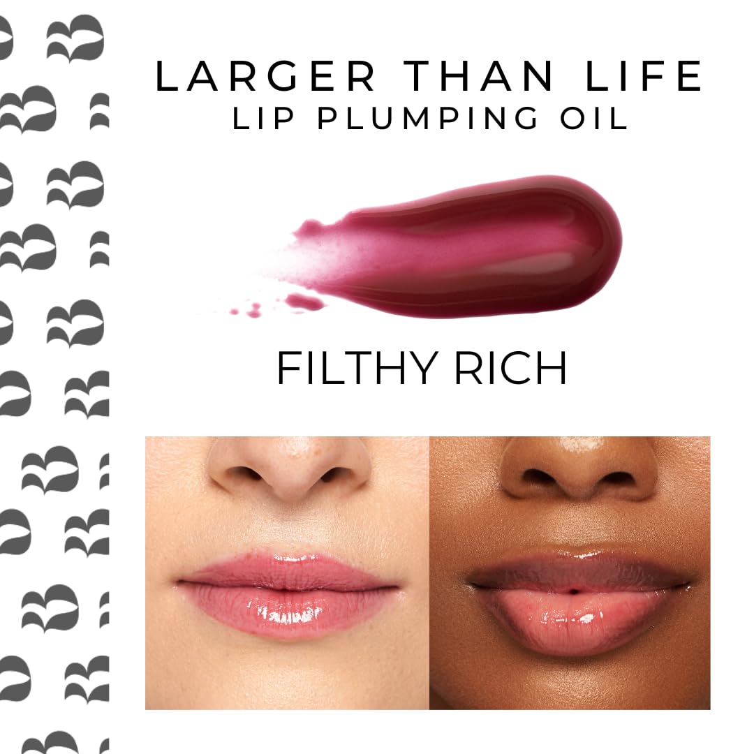 Rinna Beauty Larger Than Life Lip Plumping Oil - Filthy Rich - Moisturizes & Hydrates Lips - Natural Plumping Over Time - Vegan, Cruelty-Free, &
