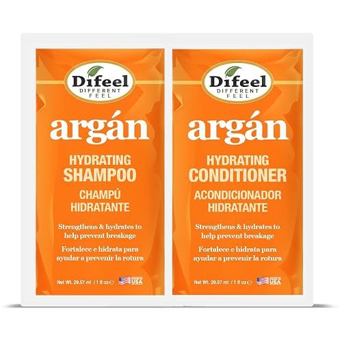 Difeel Hydrating Shampoo & Conditioner Dual Packet 2 oz. - Travel Size Shampoo & Conditioner Packette (1 Ounce Each)