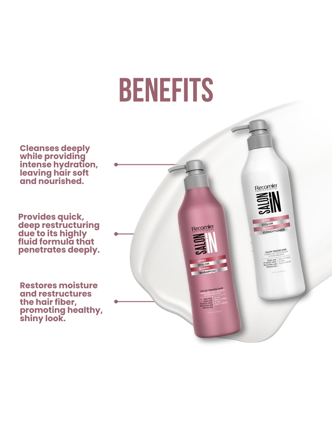 Salon In by Recamier | Color Guard Shampoo and Conditioner Set for Color-Treated Hair | 10.1 fl oz / 300 ml Each