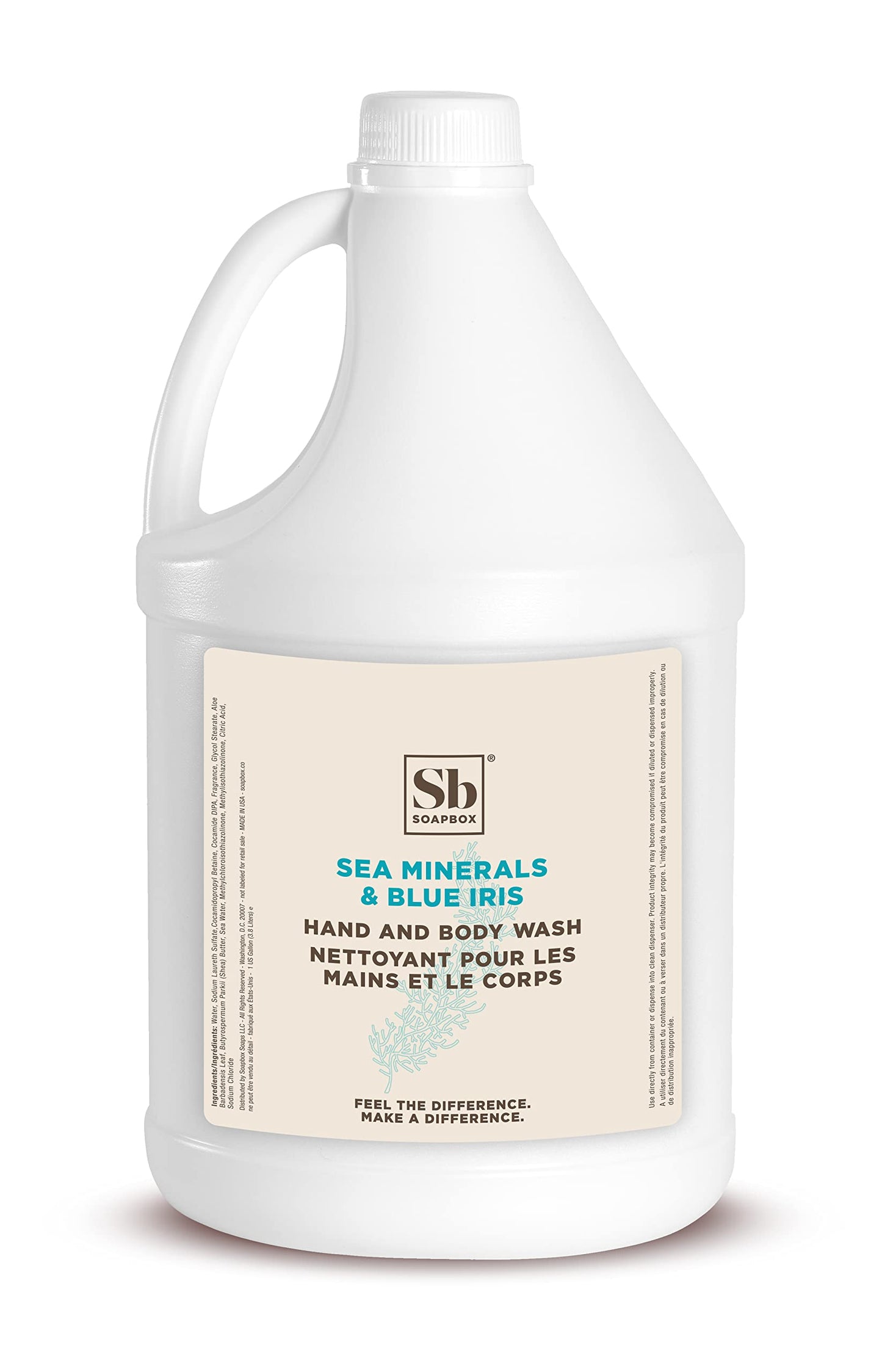 Soapbox Liquid Hand Soap & Body Wash, Sea Minerals & Blue Iris - Gentle, Moisturizing Hand & Body Cleanser, Vegan, Cruelty Free Hand Soap Refill