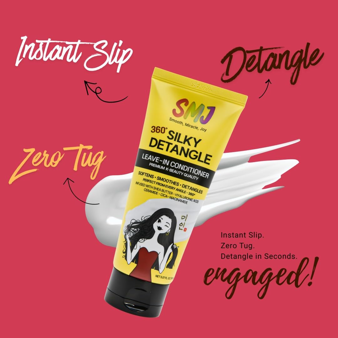 SMJ 360° SILKY DETANGLE LEAVE-IN CONDITIONER - Easy Slip & Detangling | Moisture & Frizz Control | For Braids, Natural & Synthetic Hair | Lightweight