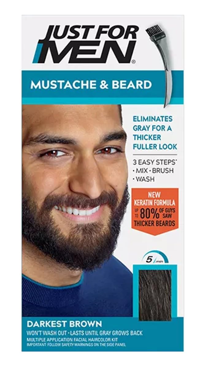 Just for Men Mustache & Beard #M-50 Darkest Brown Color Gel (Case of 6)