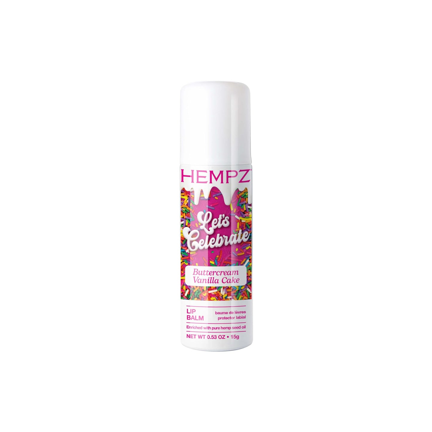 HEMPZ Natural Lip Balm - Buttercream Cake - Hemp Seed Oil, Shea Butter, Coconut & Avocado Oil with Vanilla, Sugarcane, Sweet Almond Moisturizing Lip