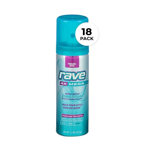 Rave Hair Spray 4X Mega Hold, Long-Lasting Hold with ClimaShield Technology, 1.5 oz