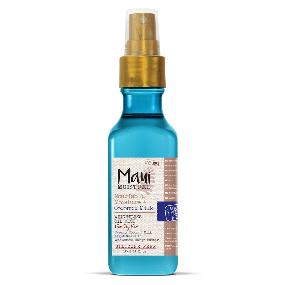 OGX Nourish & Moisture + Coconut Milk Weightless Oil Mist, Leave-In Spray Treatment to Help Defrizz, Hydrate & Replenish Curly Hair, Vegan, Silicone