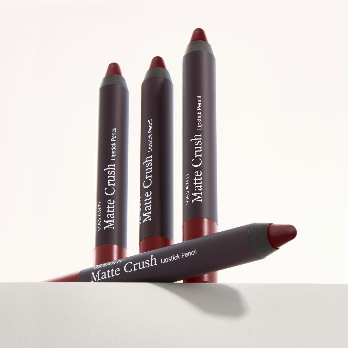 VASANTI Matte Crush Lipstick Pencil - Rosy Pout Medium Pink Brown - Soft, Velvety Matte Finish, Waterproof, Smooth Application - Natural, Vegan