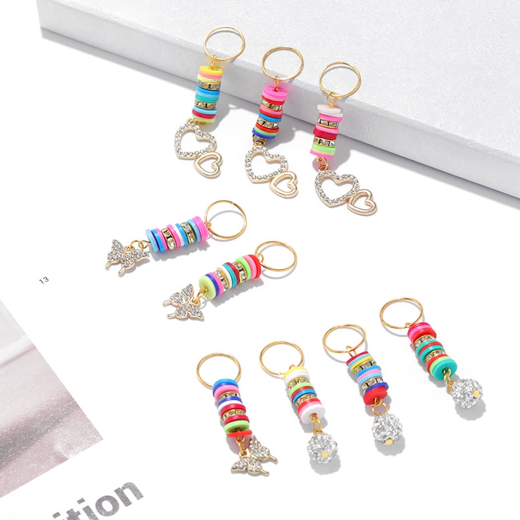 Formery Butterfly Braid Jewelry Gold Rhinestones Hair Charms Heart African Loc Accessories for Black Women (9PCS)