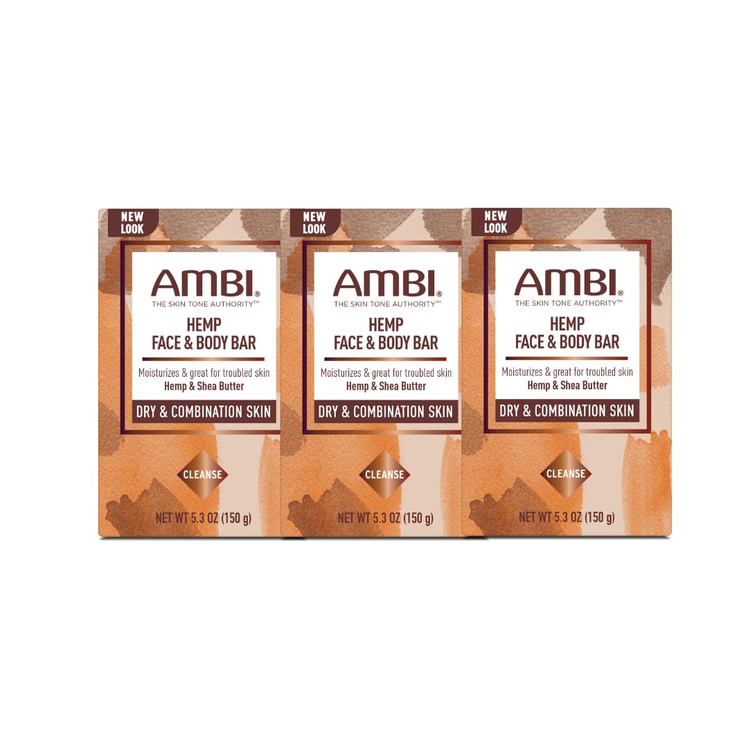 Ambi Hemp Face and Body Bar, Moisturizing and Gentle for Troubled Skin, Dermatologist Tested, Non-Comedogenic, and Hypoallergenic, 5.3 Ounce (3)
