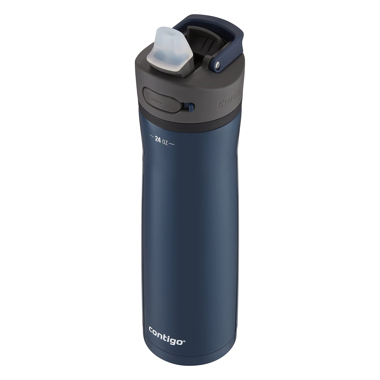 Contigo Ashland 2.0 Leak-Proof Water Bottle with Lid Lock and Angled Straw, Dishwasher Safe, Interchangeable Lid, 24oz, Blueberry