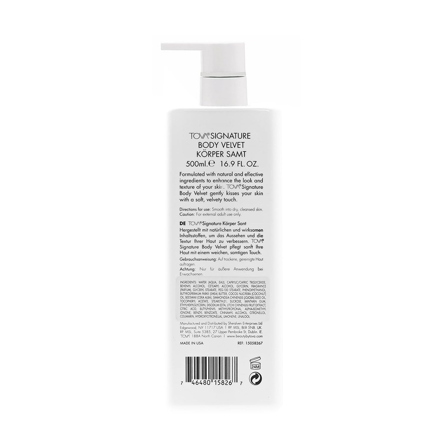 Tova Signature Body Velvet Lotion with Pump - Nourishing Shea Butter Body Lotion for Women, Hydrating & Moisturizing - USA-Made & Cruelty-Free - 16.9