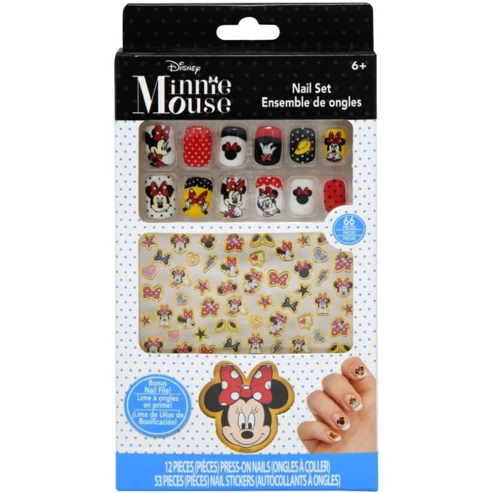 Disney Minnie Mouse Press On Nail Set - Minnie Nails & Stickers for Kids' Makeover Playdates & Sleepovers - 66 Pieces Beauty & Personal Care UPD