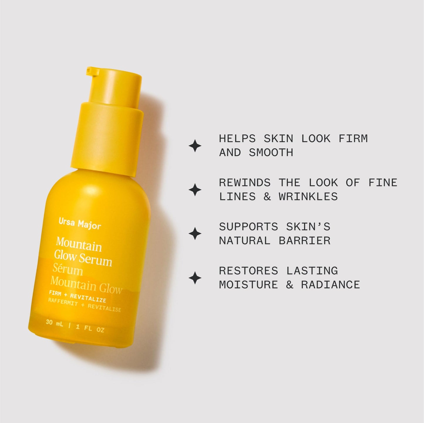 Ursa Major Mountain Glow Natural Face Serum | Vegan Daily Facial Moisturizer | Combat Wrinkles & Sagging Skin | Boost Radiance and Skin Glow |