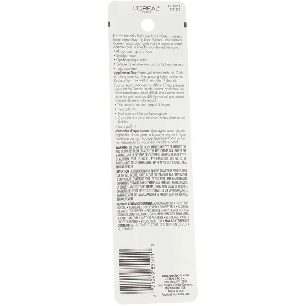 L'Oreal Paris Lineur Intense Brush Tip Liquid Eyeliner, 710 Black (Pack of 2)