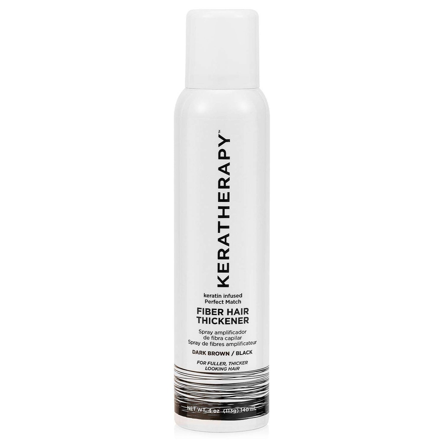 Keratherapy Keratin Infused Perfect Match Fiber Hair Thickener Spray, Dark Brown to Black, 4 fl. oz., 140 ml - Volumizing, Thickening, & Concealing