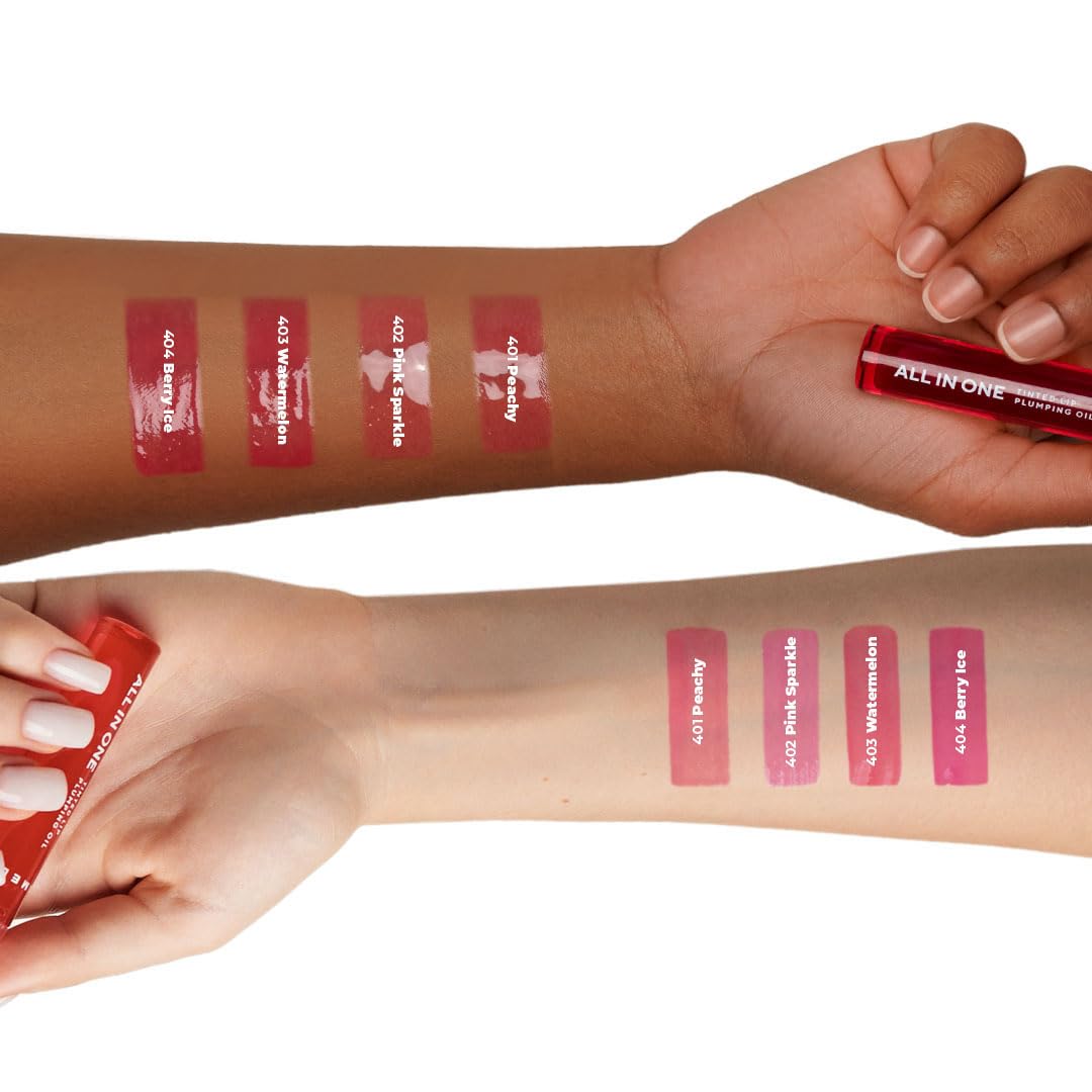 Lamel All-in-One Tinted Lip Oil - Pink Sparkle - Volumizing & Hydrating Lip Oil - Plumping and Scented Gel for Day & Night Use - Long-Lasting Formula