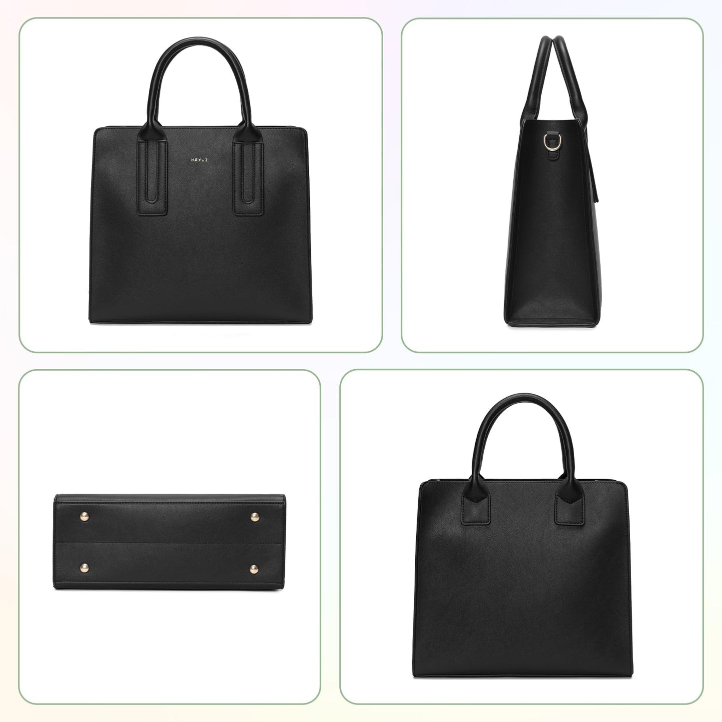 Keyli Tote Bag for Women Fashion lightweight Crossbody Everyday Purse Vegan leather Handbags Satchel for Working, Travel and Shopping Black