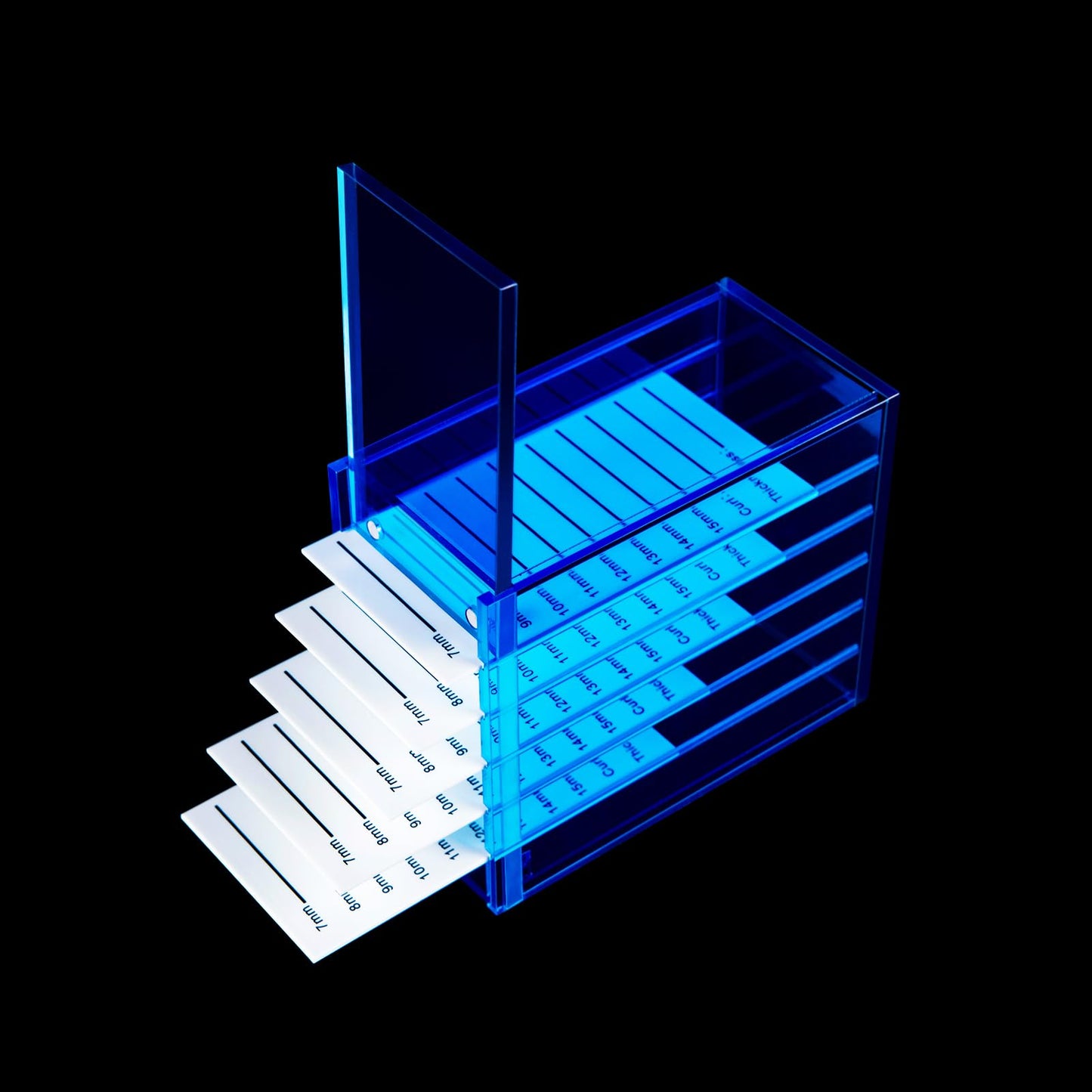OLACHIKKO Lash Storage Organizer, Upgrade Design Small 5-Layer Lash Trays for Lash Extensions with magnet cover, Blue Semilucent lash tray Organizer