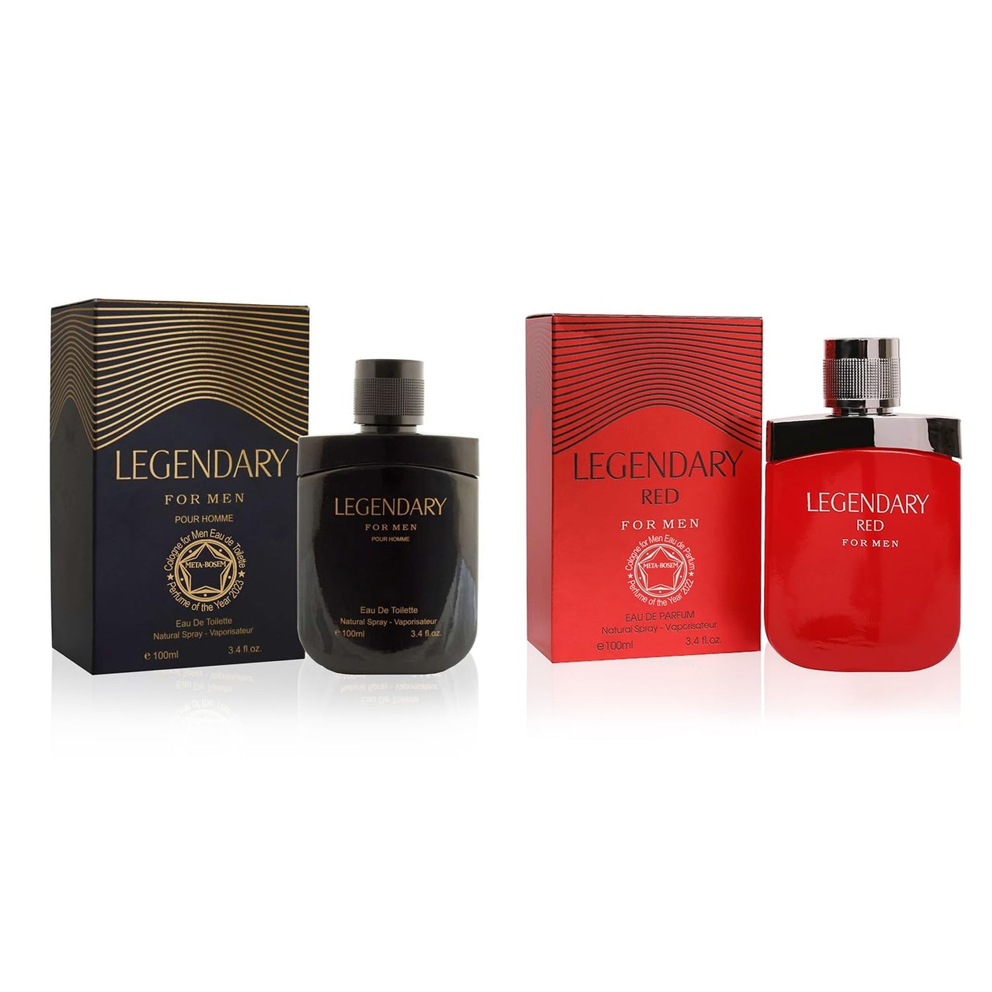 META-BOSEM Gentlemen Pour Homme Black+Red Men's Cologne Collection, Eau de Toilette Natural Spray - Masculine Scent - Holiday Gift Set (Pack of 2)