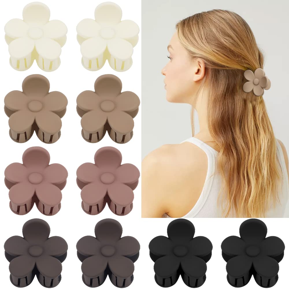 ATODEN Small Flower Hair Accessories: 10Pcs Daisy Claw Clips - 1.6" Matte Tiny Jaw Clips for Thick, Medium and Thin Hair - Cute for Women and Girls