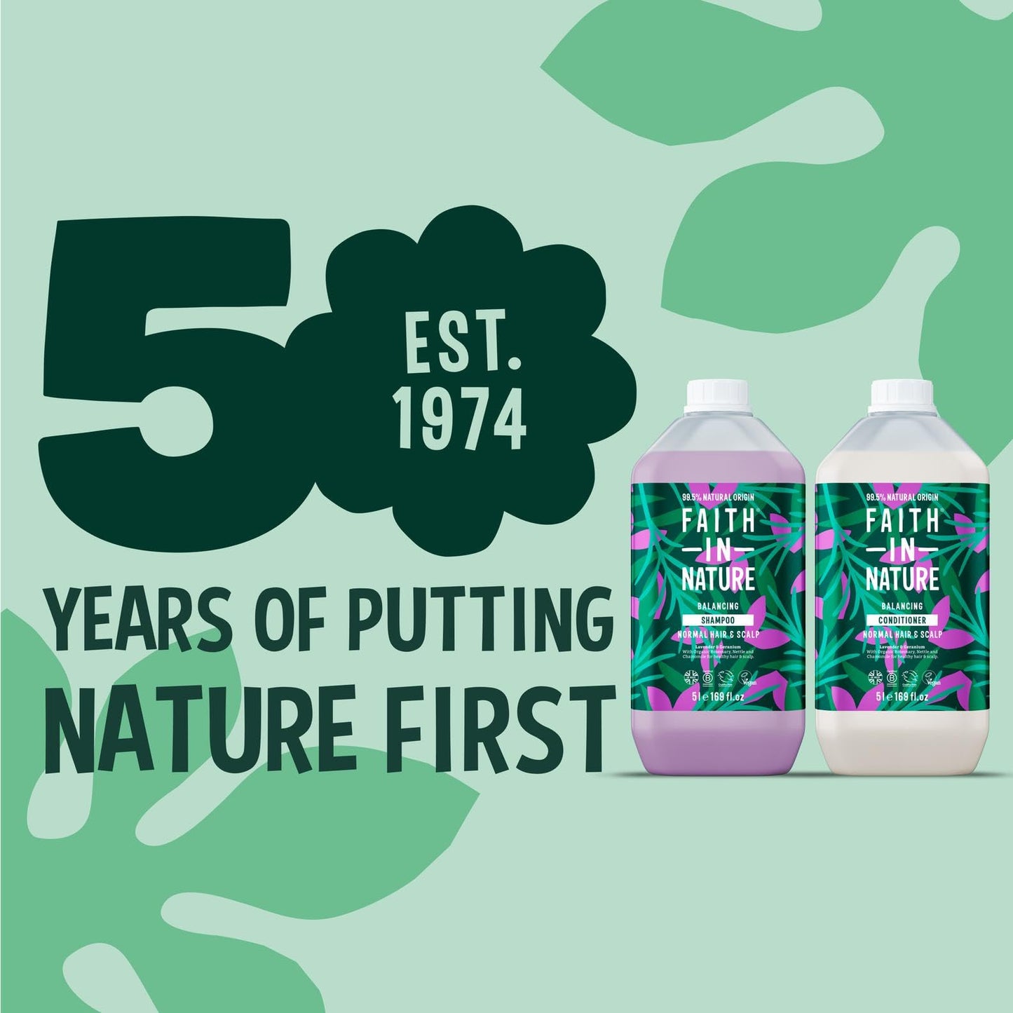 Faith In Nature Natural Shampoo & Conditioner Set - Vegan & Cruelty Free, No SLS or Parabens - 2 x 169 fl oz Value Bundle Pack, Lavender & Geranium