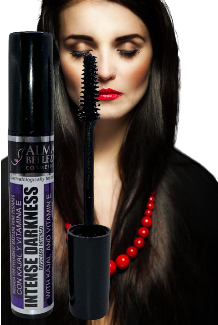Mascara for Eyelashes Intense Darkness (Oscuro Intenso) with Kajal & Vitamin E - 13g - Premium Quality (2 PACK) - Waterproof,