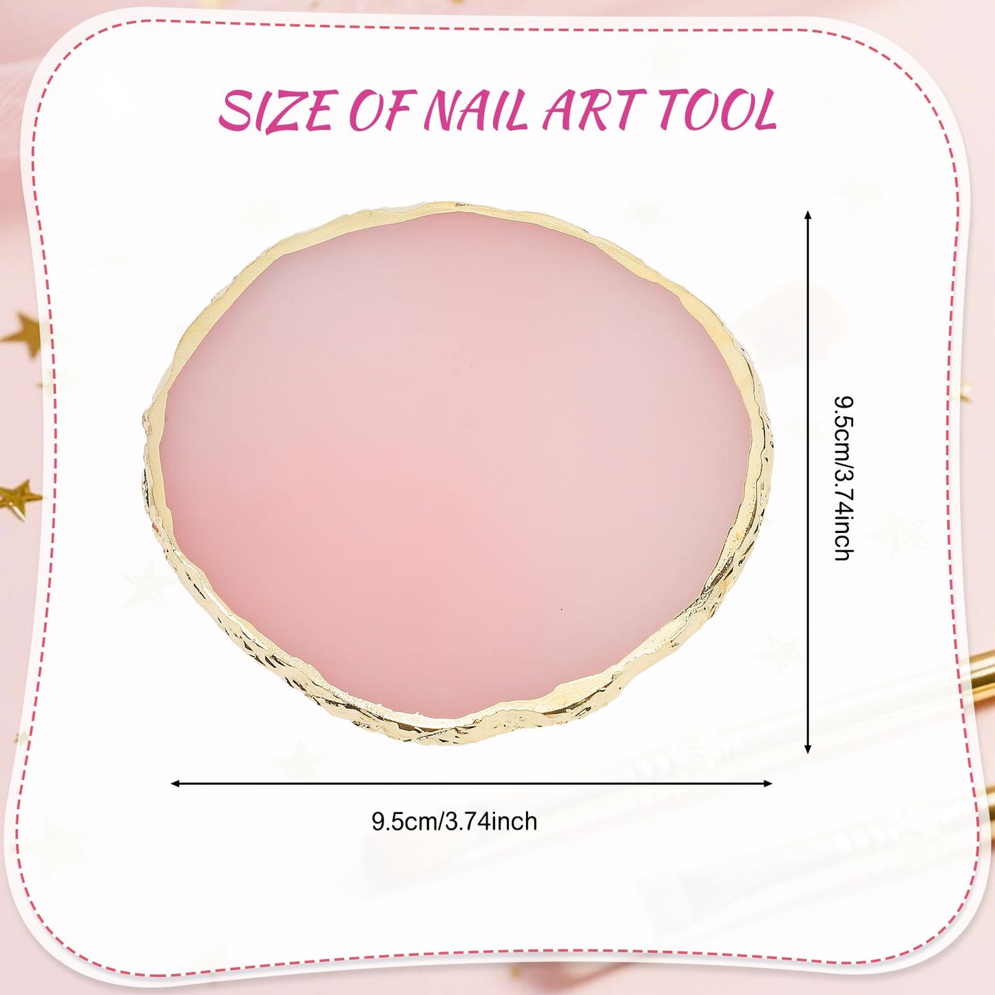 2 Pcs Resin Nail Art Palette Set, Pink & White, Gold Edge, 10 x 8 cm Beauty and Personal Care Pengxiaomei