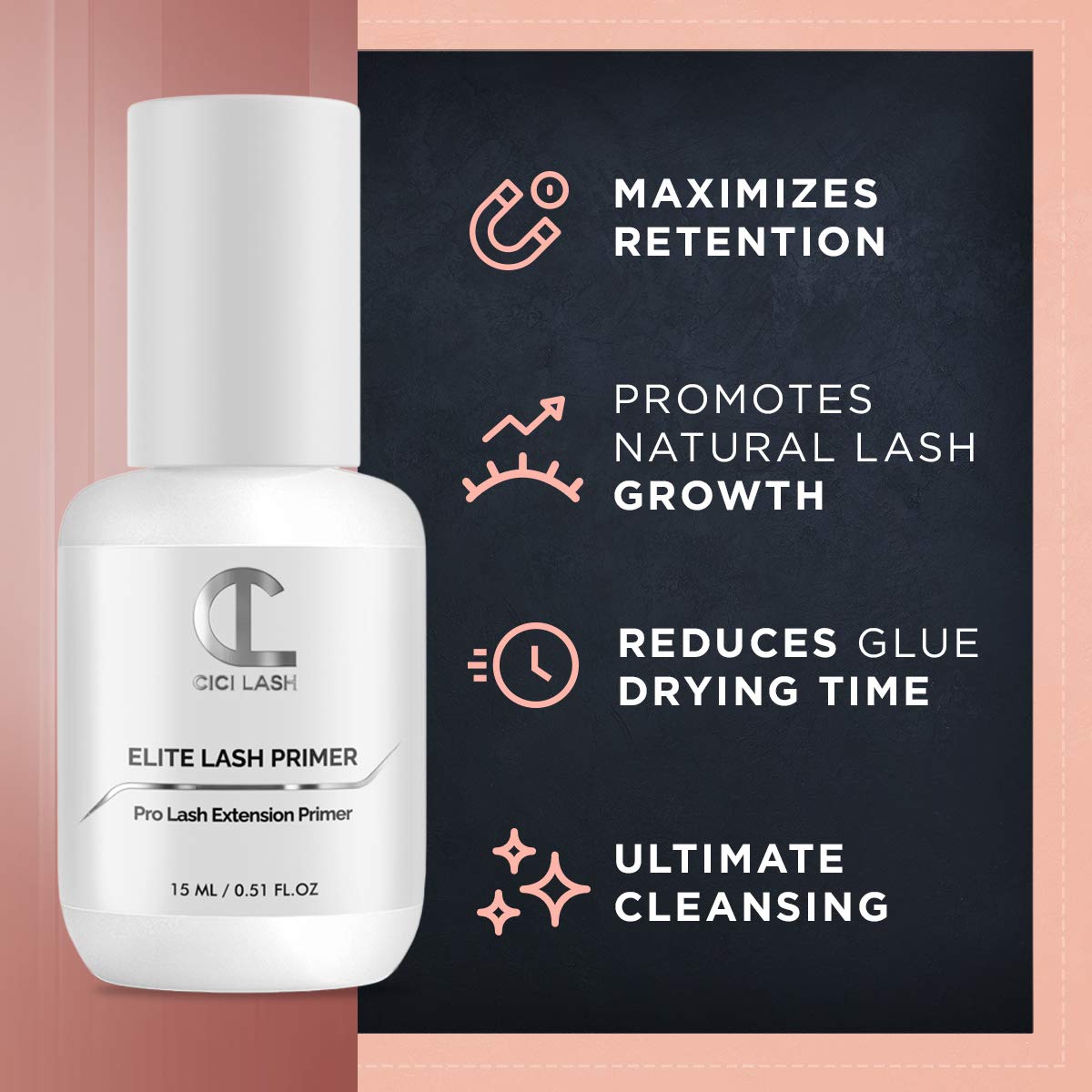 Elite Eyelash Extension Primer/Pre-Treatment (15ml) - Professional Lash Cleanser & Protein Oil Remover For Individual Mink Eyelash Extensions |