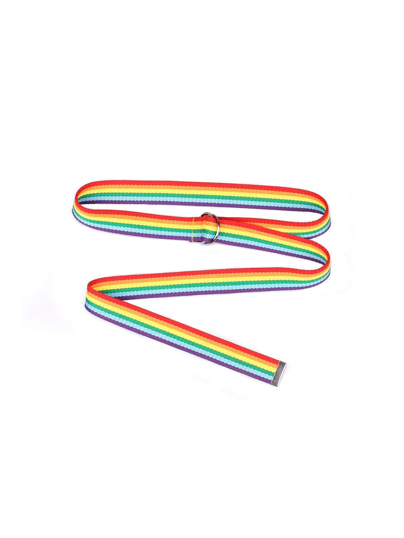 Rainbow Belt for Women D-Ring Buckle Canvas Web Belts (Rainbow, Free Size)