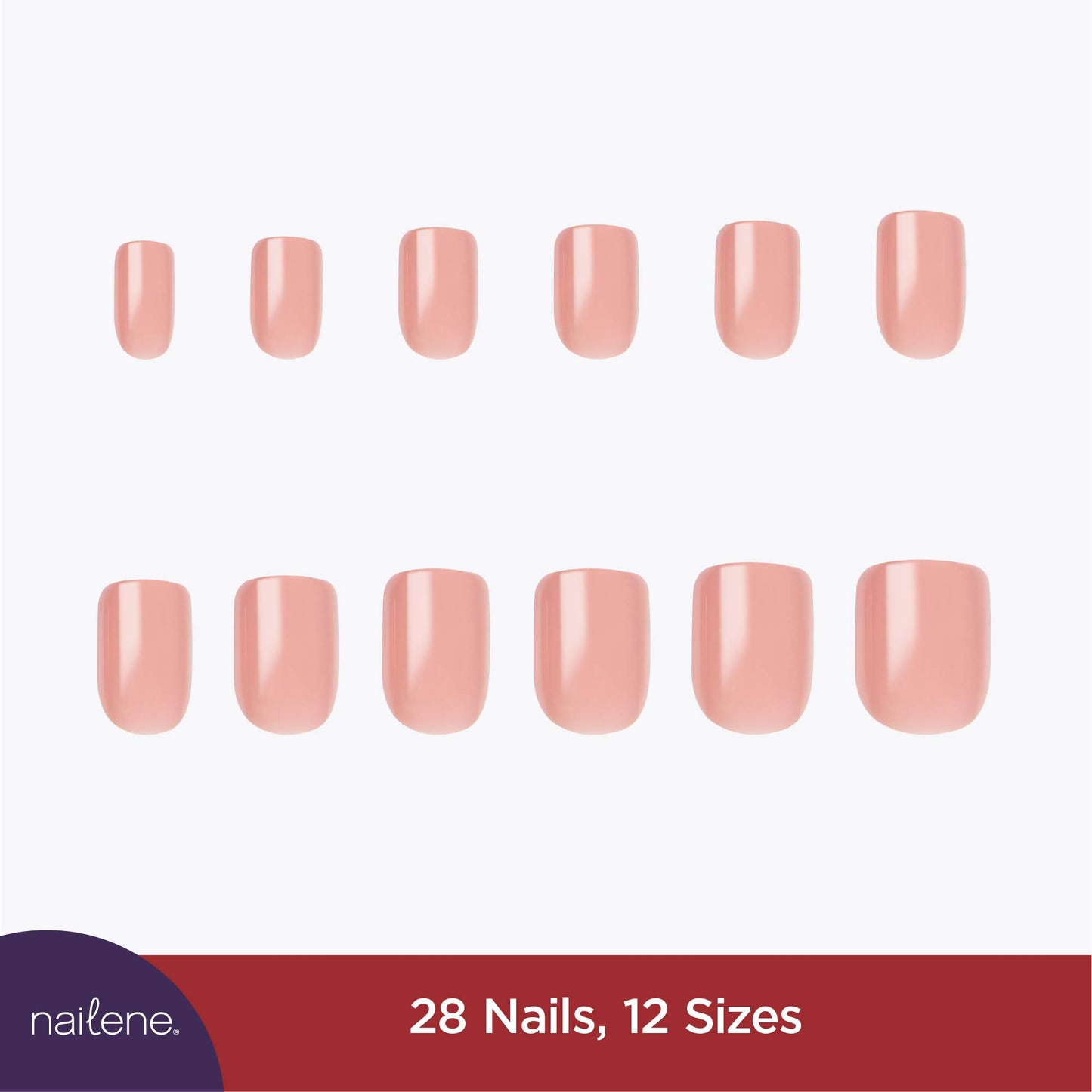 Nailene So Chic Short Artificial Nails, Pink High Gloss - Fake Nail Kit with 28 Nails (12 Sizes) and Nail Glue Included - Designed for Comfort Beauty & Personal Care Nailene
