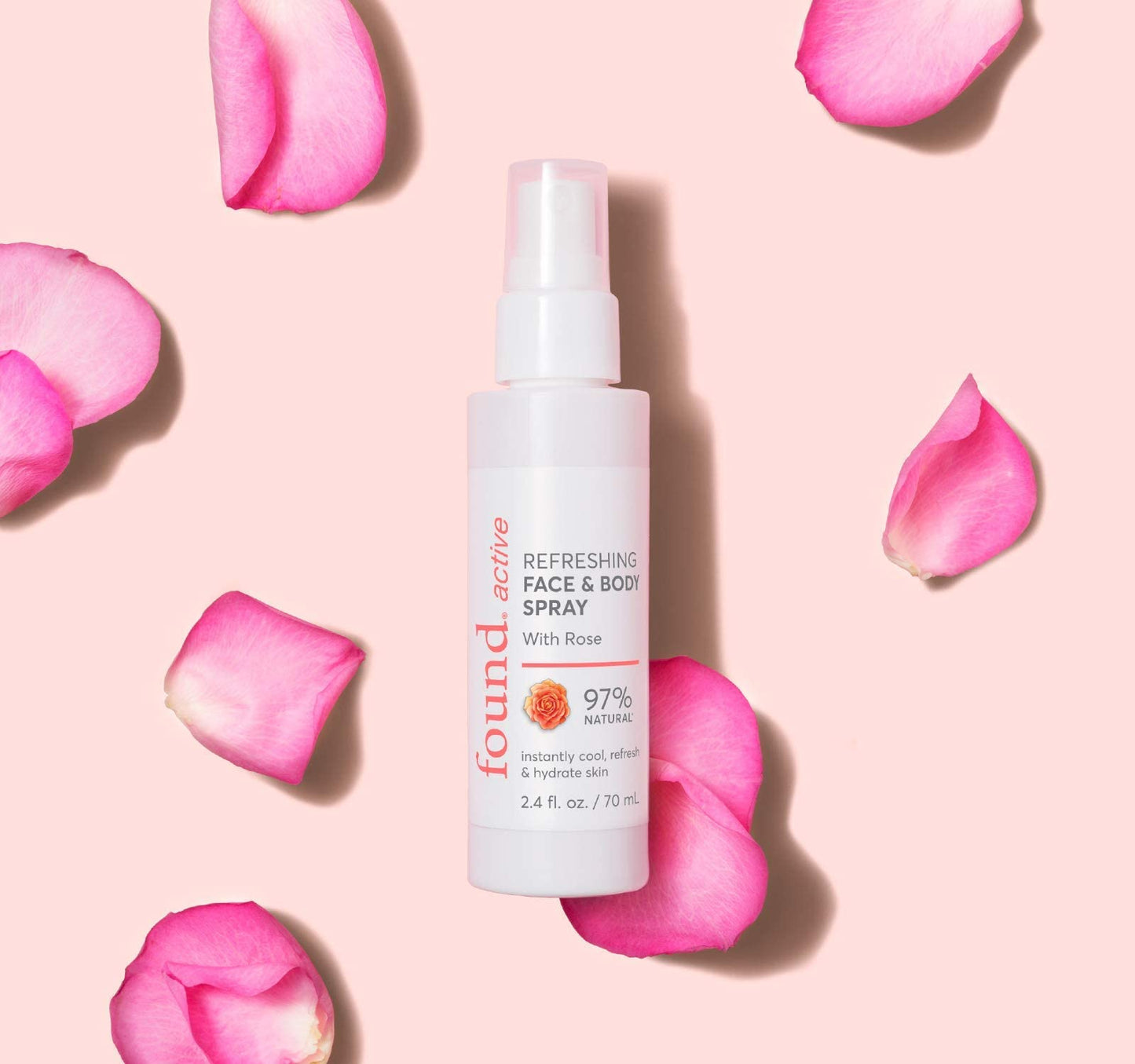 Found Active Refreshing Multitasking Face & Body Spray with Rose Instantly Cools, Refreshes, & Hydrates Skin, 2.4 Fl Oz