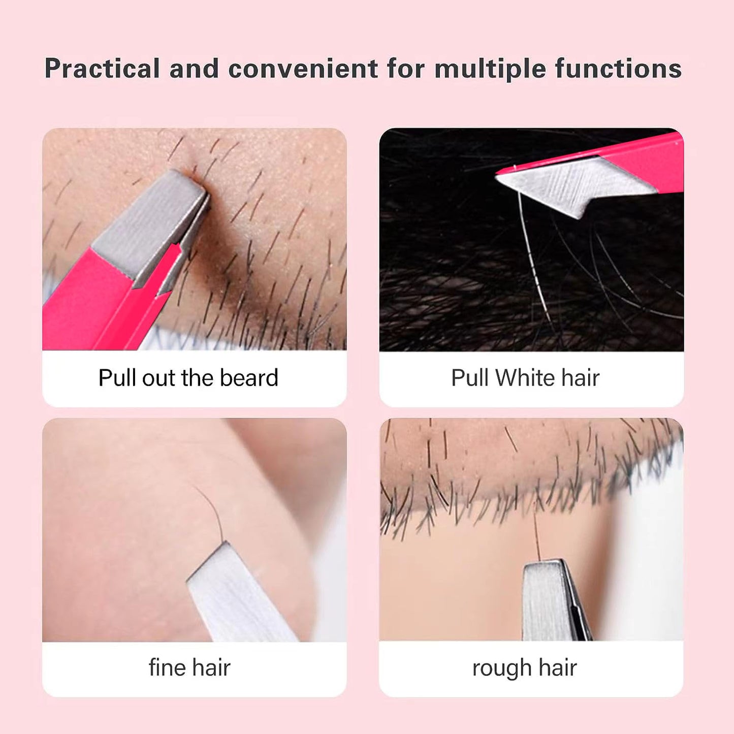 Tweezers Set, High Precision Stainless Steel Eyebrow Tweezers for Facial Hair, Inward Growing Hair and Splinter Remover Kit, Suitable for Women
