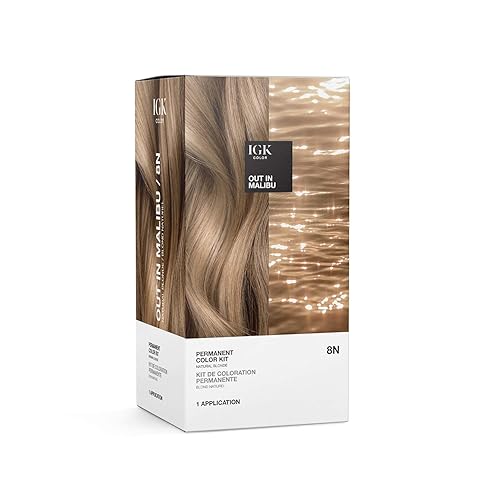 IGK Permanent Hair Color Kit | 8N Out in Malibu - Natural Blonde | 100% Gray Color Coverage + Strengthen + Shine | Ammonia Free