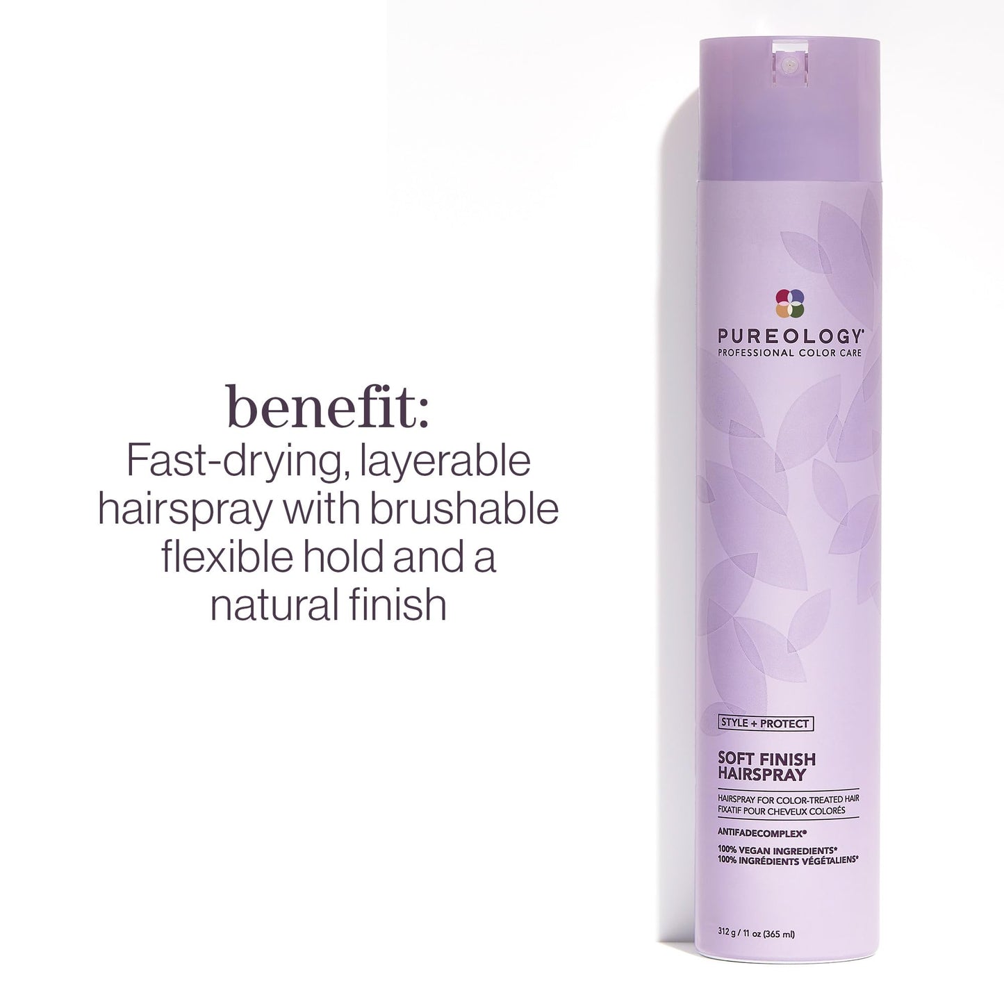 Pureology Style + Protect Soft Finish Hairspray | For Color-Treated Hair | Flexible Hold, Non-Drying Hairspray | Silicone Free | Vegan | Updated