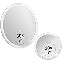 MIRRORVANA Magnifying Mirror Set 30x and 20x - Wall Mounted Makeup Mirror with Suction Cup, Small Magnifying Mirror for Bathroom, 15cm (30 X) and 10cm