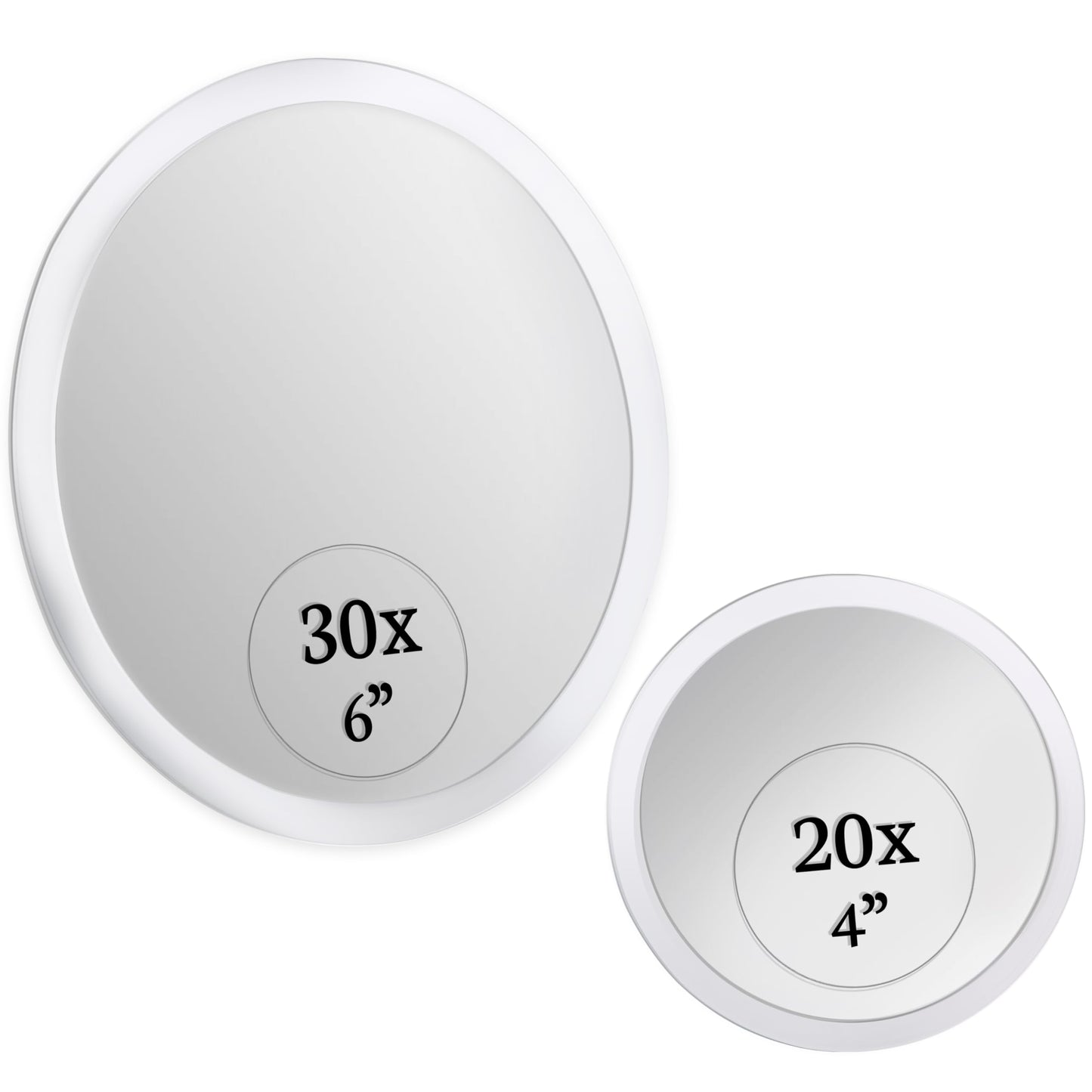 MIRRORVANA Magnifying Mirror Set 30x and 20x - Wall Mounted Makeup Mirror with Suction Cup, Small Magnifying Mirror for Bathroom, 15cm (30 X) and 10cm