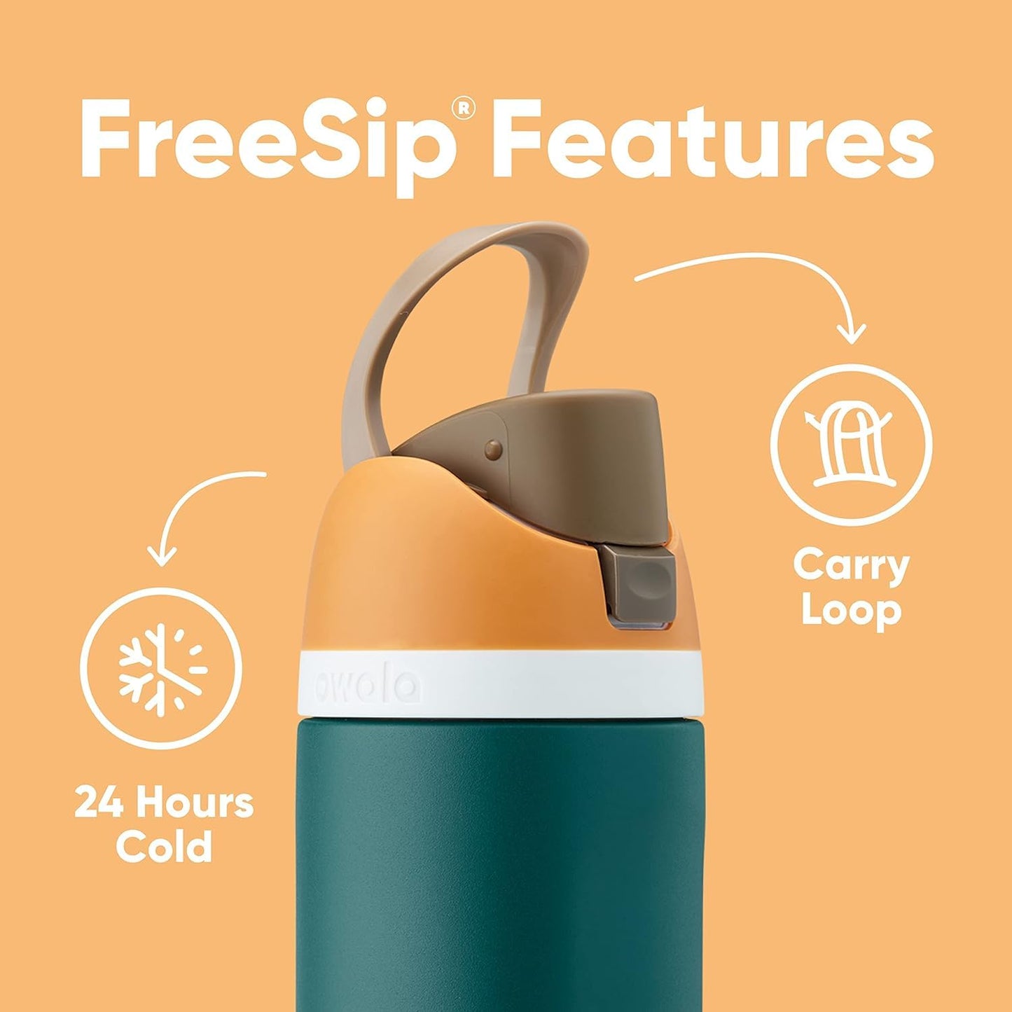 Owala FreeSip Insulated Stainless Steel Water Bottle with Straw for Sports, Travel, and School BPA-Free Sports Water Bottle, 24 oz, Surfs Edge